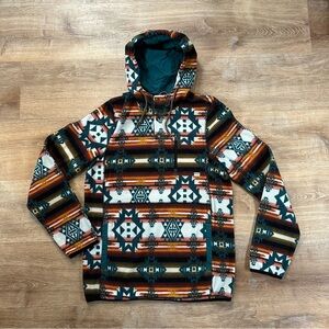 Dravus Aztec Geometric Patterned 1/2 Snap Fleece Pullover Hoodie Size Medium